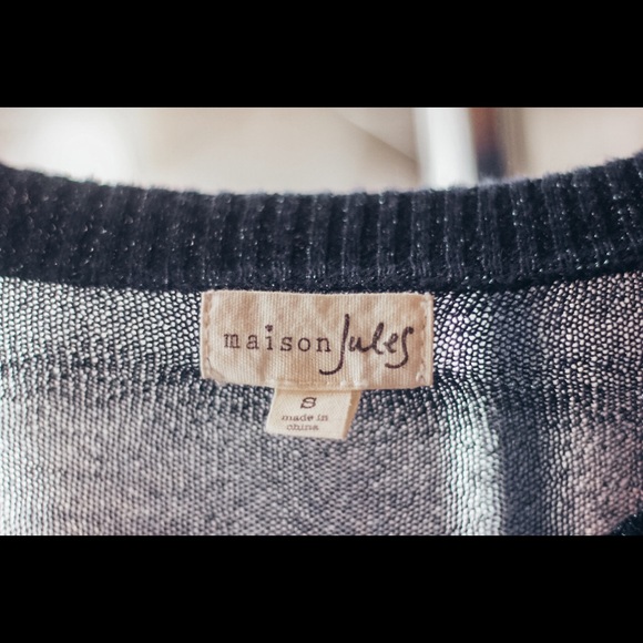 Shimmer navy cardigan w. cute brass buttons - Picture 2 of 4